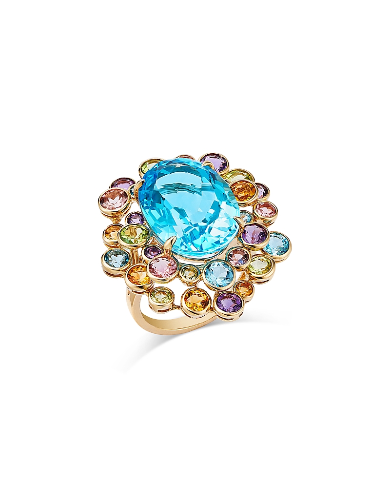 Bloomingdale's Fine Collection 14k Yellow Gold Blue Topaz & Mixed Gemstone Statement Ring In Multi