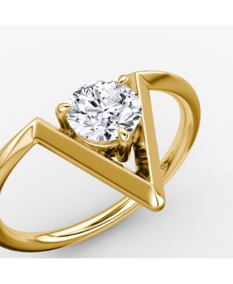  V Solitaire Ring in 14K Yellow Gold, .50ctw Round Brilliant Lab Grown Diamonds