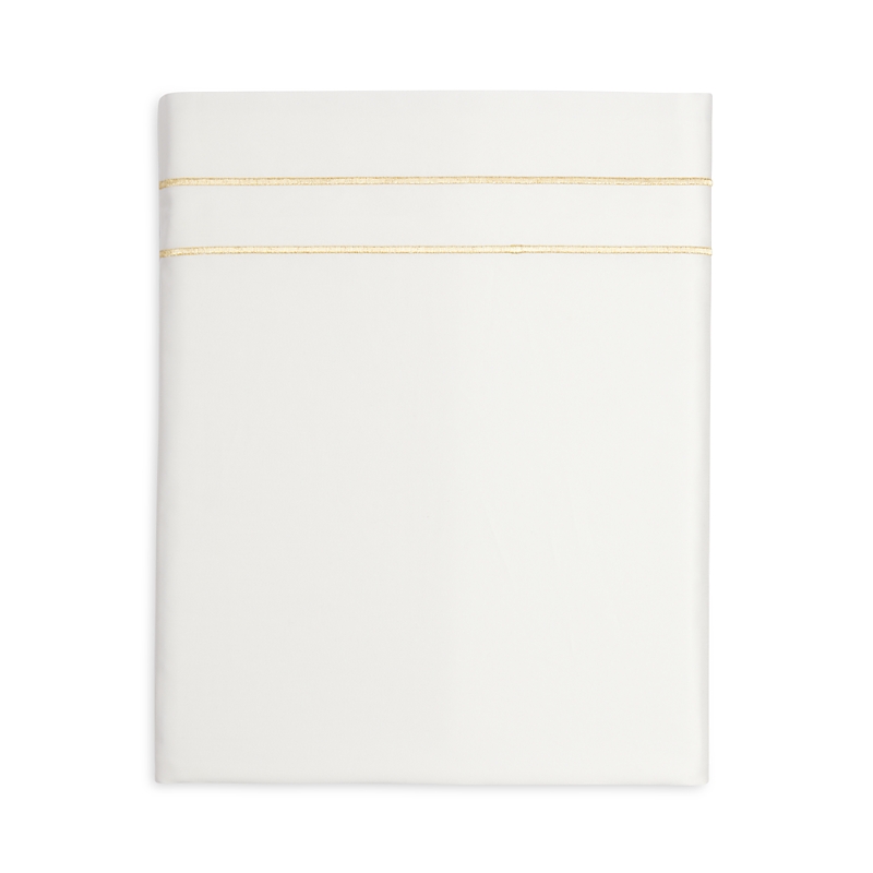 Amalia Home Collection Dalila Sateen Flat Sheet, Queen - Exclusive In Cream/gold