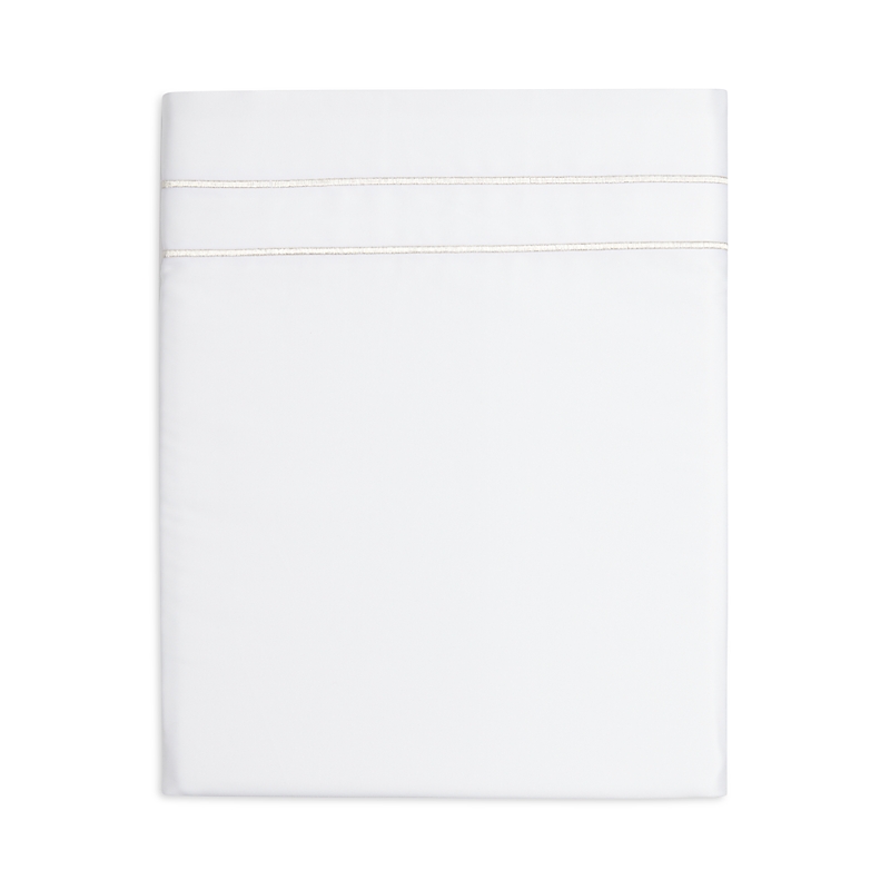 Amalia Home Collection Dalila Sateen Flat Sheet, Queen - Exclusive In White/silver