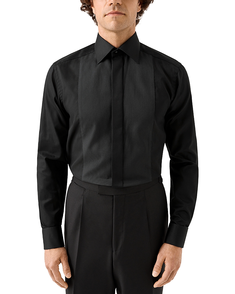 Eton Contemporary Fit Plisse Bib Formal Shirt In Black