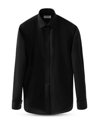 Slim Fit Twill Fly Front Formal Shirt