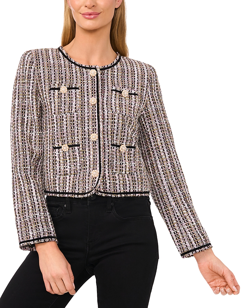 Cece Patch Pocket Tweed Jacket In Rich Black
