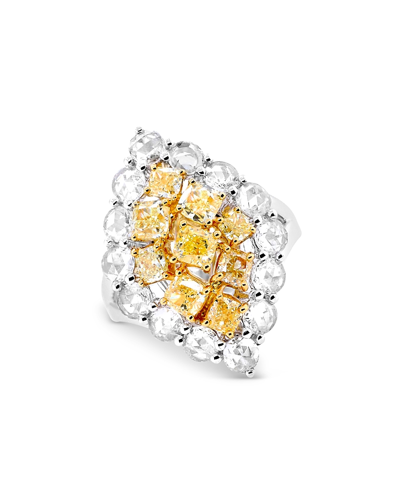 Bloomingdale's Fine Collection 18k Gold Yellow Diamond Halo Ring, 4.4 Ct. T. W. In Yellow/white