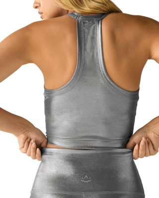 On The Up Cropped Tank Top in Liquid Silver