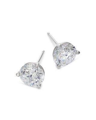 Certified Lab Grown Diamond Martini Set Stud Earrings in 14K White Gold or 14K Yellow Gold, 3.0 tcw