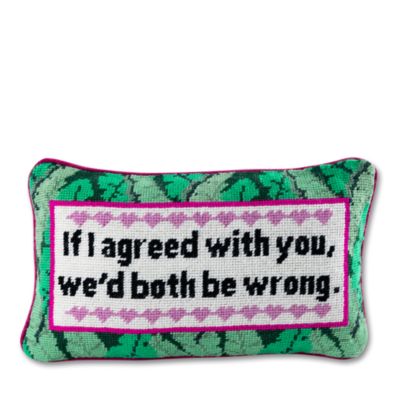 Furbish Studio - Both Be Wrong Needlepoint Pillow, 15" x 9"