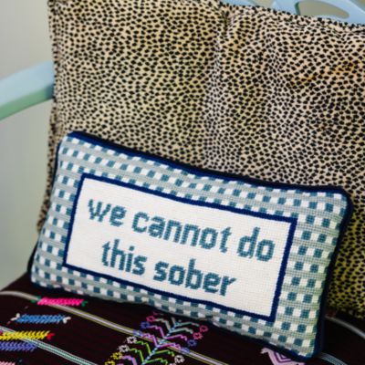 Sober Needlepoint Pillow, 14&amp;quot; x 8&amp;quot;