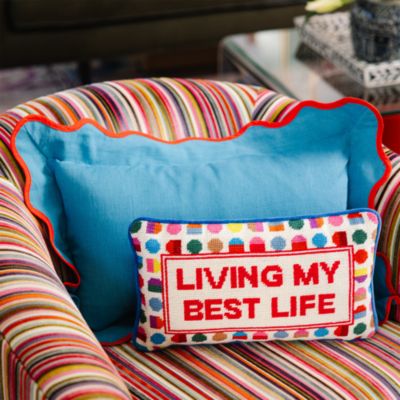Best Life Needlepoint Pillow, 15" x 9"