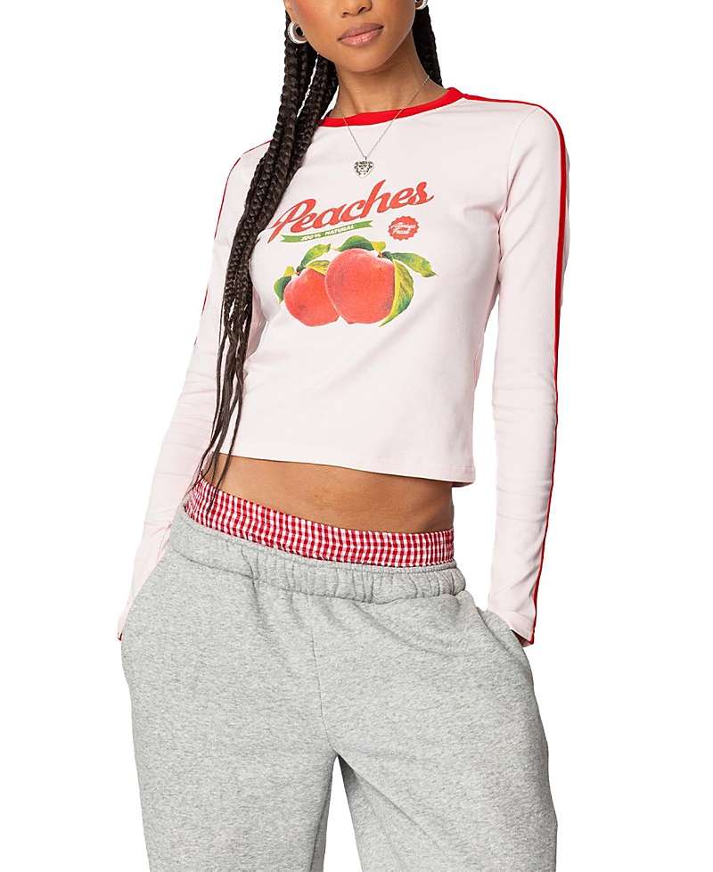 Shop Edikted Peachy Long Sleeve T Shirt In Light Pink