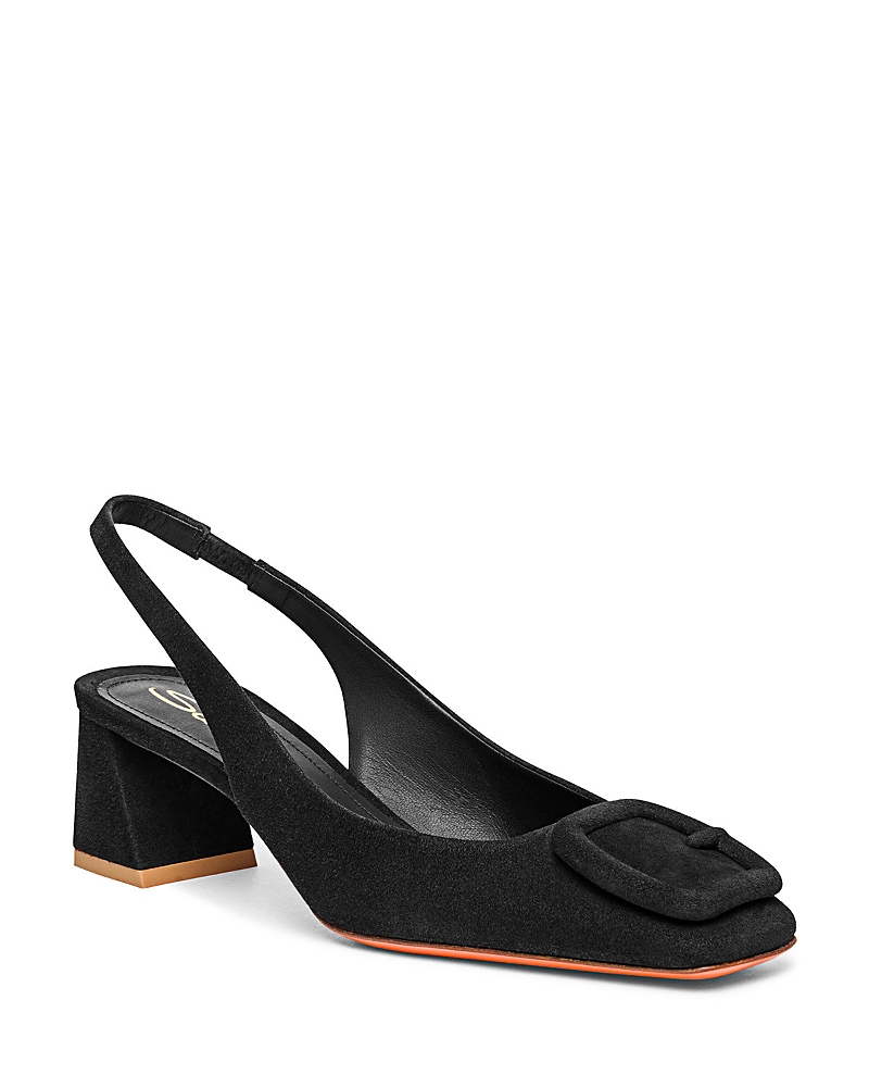 Santoni Women's Lemon Suede Sling Back Pumps
