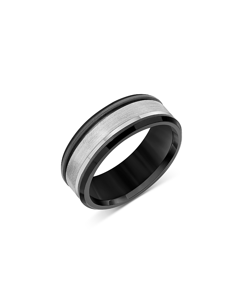 Bloomingdale's Fine Collection Men's Bevel Edge Band in Gray and White Tungsten
