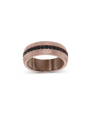 Men&#39;s Black Sapphire Eternity Band in Brown Tungsten