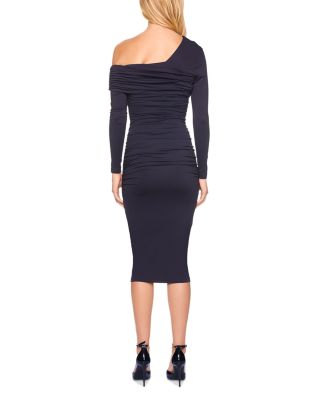 Ruched One Shoulder Midi Dress