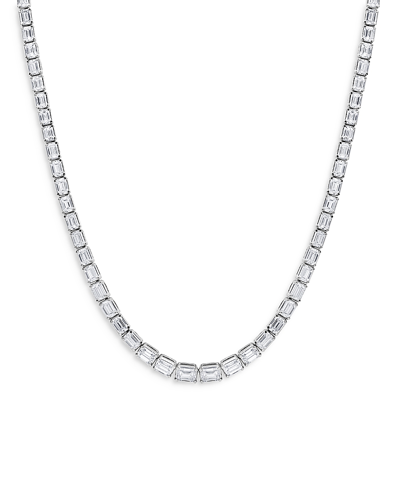 Bloomingdale's Fine Collection Certified Certified Lab Grown Diamond Emerald Cut Tennis Necklace In 18k White Gold, 18.6 Ct. T. W. In White