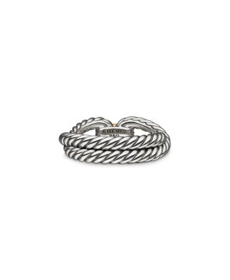 Cable Loop Band Ring in Sterling Silver with 18K Yellow Gold, 7mm