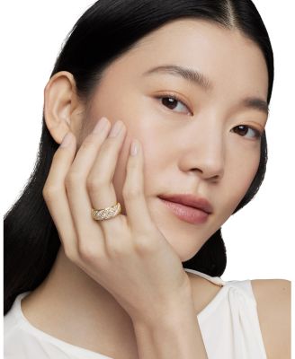 Sculpted Cable Band Ring in 18K Yellow Gold with Pav&eacute; Diamonds, 7.5mm