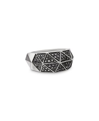 Men's Sterling Silver Faceted Black Diamond Pav&eacute; Ring