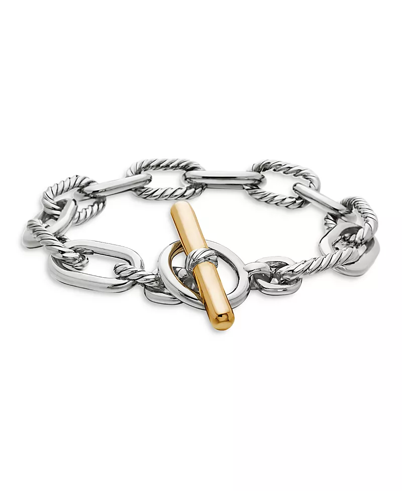 David Yurman 18K Yellow Gold & Sterling Silver Dy Madison Toggle Chain Link Bracelet, 11mm