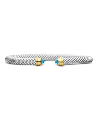 David Yurman Cable Classics Bracelet with Blue Topaz and 14K Gold, 5mm