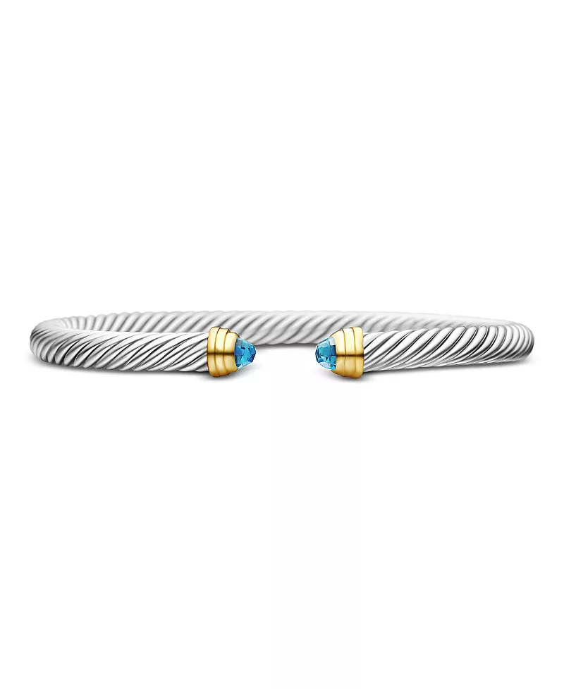 David Yurman Cable Classics Bracelet with Blue Topaz and 14K Gold, 5mm