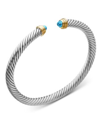 Classic Cable Bracelet in Sterling Silver with 14K Yellow Gold , 5mm