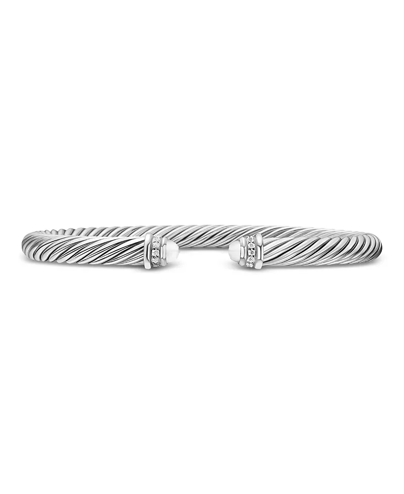 David Yurman Cable Classics Bracelet with Cultured Freshwater Pearls and Diamonds, 5mm