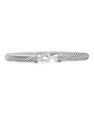 Cable Buckle Bracelet with Diamonds, 5mm