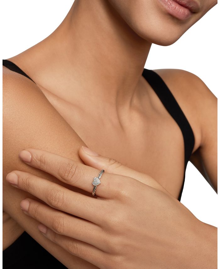 Petite Pavé Heart Ring with Diamonds