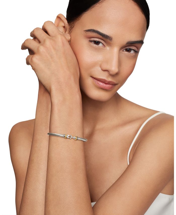 Buckle Classic Cable Bracelet Sterling Silver with 18K Yellow Gold, 4mm