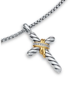 Cable Collectibles X Cross Necklace with Diamonds and 14K Gold