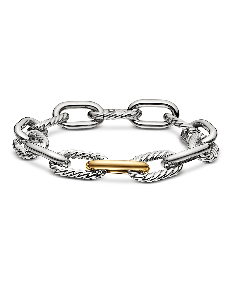 Dy Madison Chain Bracelet in Sterling Silver with 18K Yellow Gold, 11mm