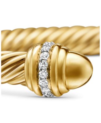 Classic Cablespira&reg; Bracelet in 18K Yellow Gold with Gold Domes and Diamonds, 7mm