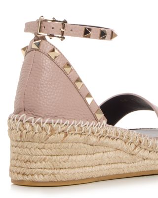 Rockstud Flatform Ankle-Strap Espadrille Sandals 