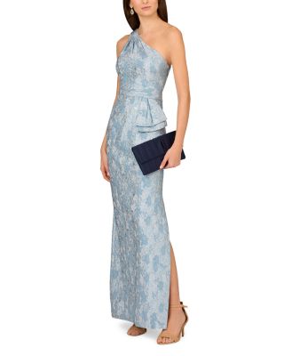 Stretch Jacquard One Shoulder Gown
