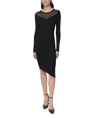 DKNY - Long Sleeve Mesh Neck Dress