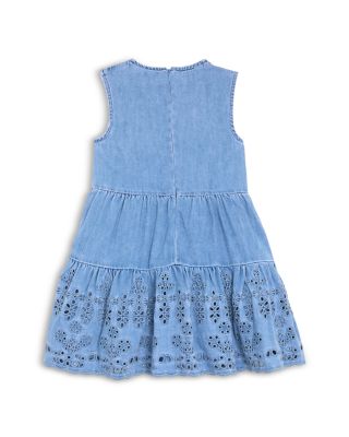 Girls' Eyelet Embroidered Denim Mini Dress - Little Kid, Big Kid