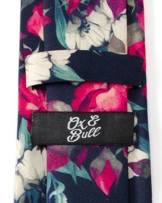 Painted Floral Navy Silk Tie