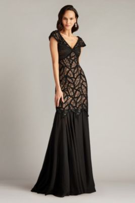 Opalie Off Shoulder Leaf Motif Gown