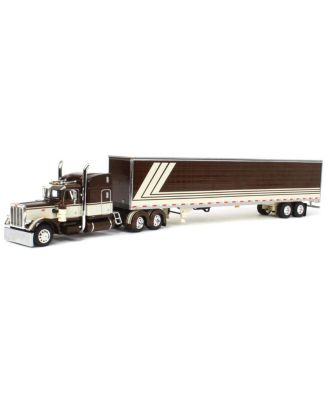 DCP 1/64 Brown & Cream Peterbilt 63'' Mid-Roof Sleeper w/ Utility Trailer 14 - Ages 5-7