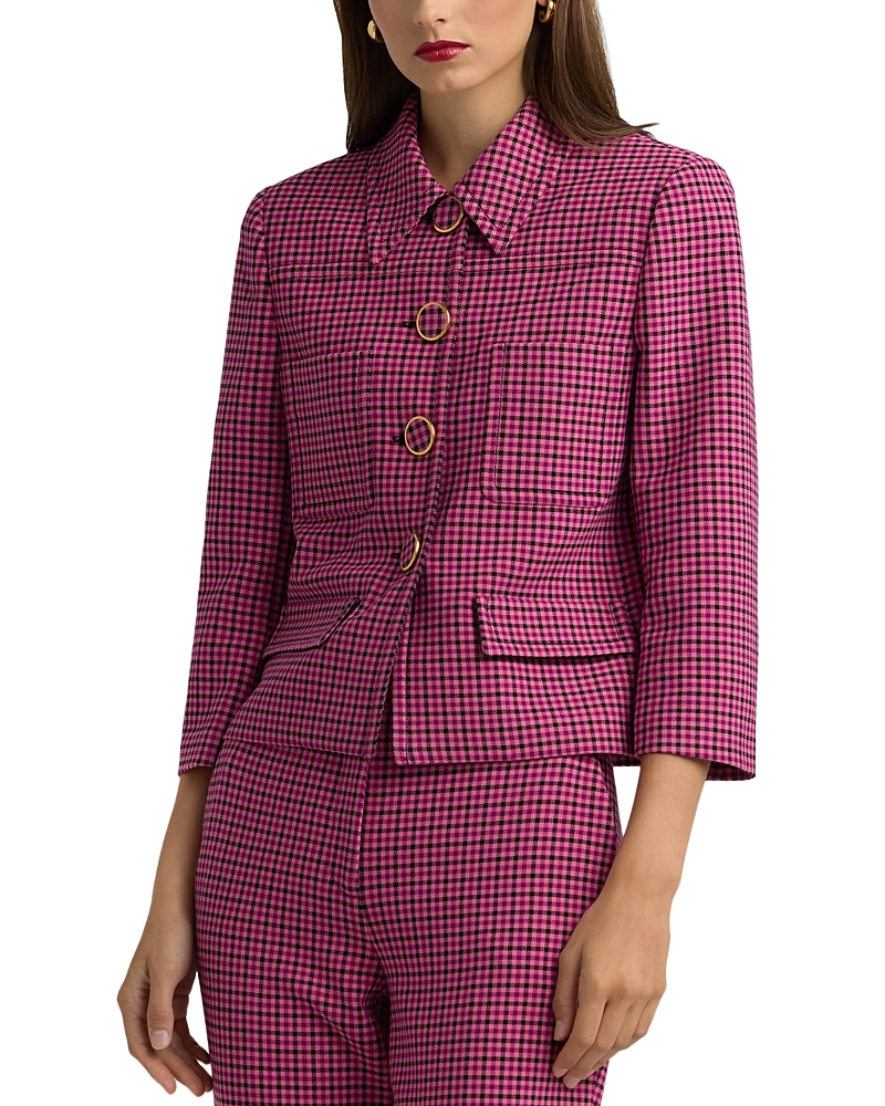 St John Mini Plaid Jacket In Wild Orchid Multi