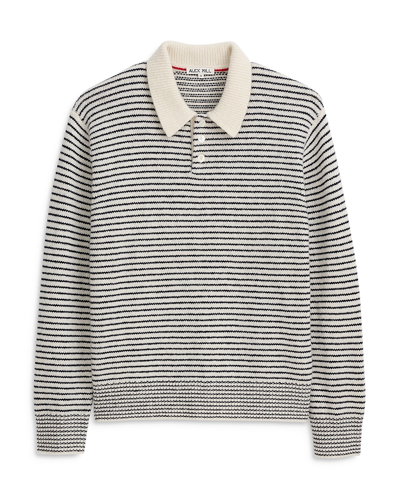 Alex Mill Carl Polo Sweater In Stripe In Ivory/navy