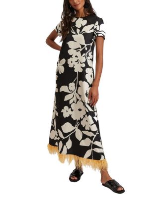 La DoubleJ - Swing Dress in Winter Jasmine Black Feathers