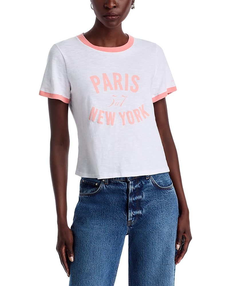 Cinq À Sept Cinq A Sept Paris New York Ringer Tee In White/pink