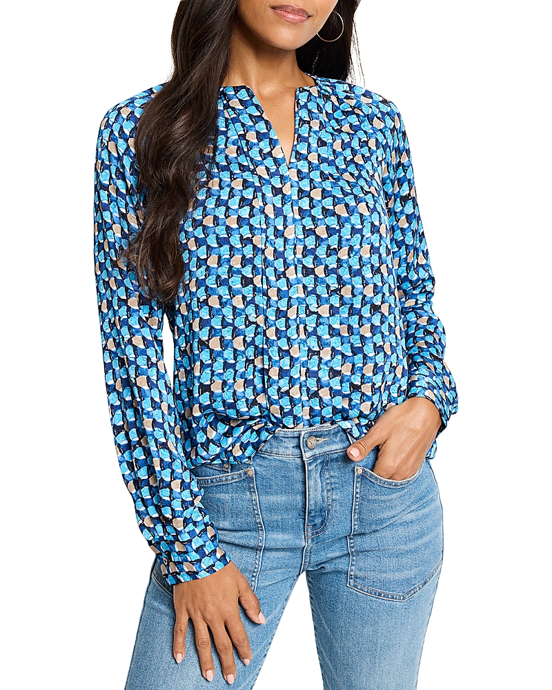 Nic + Zoe Nic+zoe Prism Glow Printed Top In Blue Multi