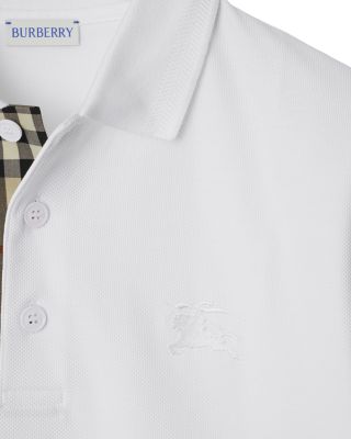 Eddie Cotton Piqu&eacute; Equestrian Knight Embroidered Slim Fit Check Placket Polo Shirt