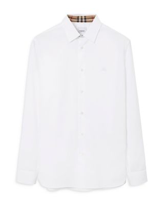 Sherfield Cotton Stretch Equestrian Knight Embroidered Check Trimmed Slim Fit Button Down Shirt