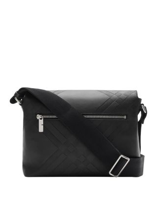 Check Leather Messenger Bag