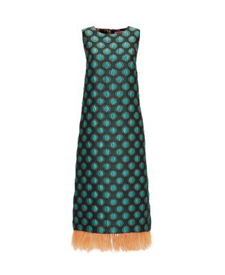  Column Dress (With Feathers) Jacquard Winter Sun Emerald