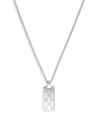Gucci Sterling Silver Gucci Signature Logo Dog Tag Pendant